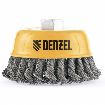 Щетка для УШМ, 75 мм, &quot;Чашка&quot;, крученая нержавеющая проволока 0.5 мм, М14 Denzel