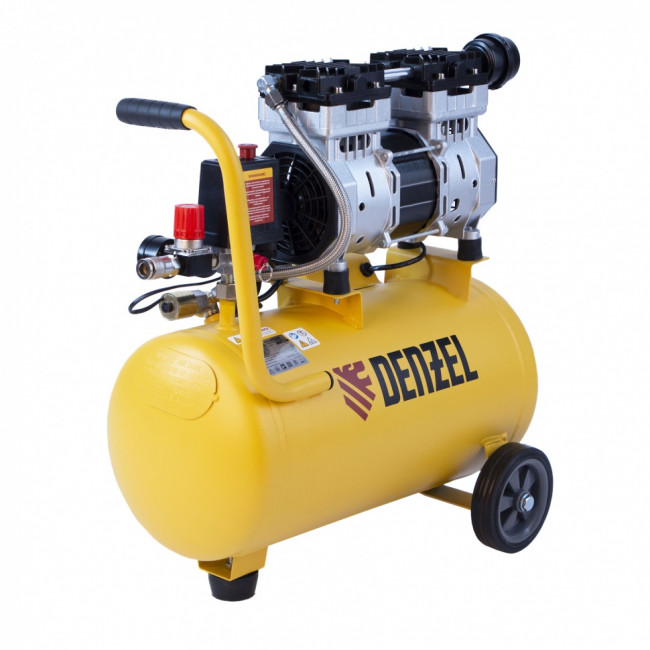 Компрессор DLS950/24 безмаслянный малошумный 950 Вт, 165 л/мин, ресивер 24 л Denzel Компрессор DLS950/24 безмаслянный малошумный 950 Вт, 165 л/мин, ресивер 24 л Denzel