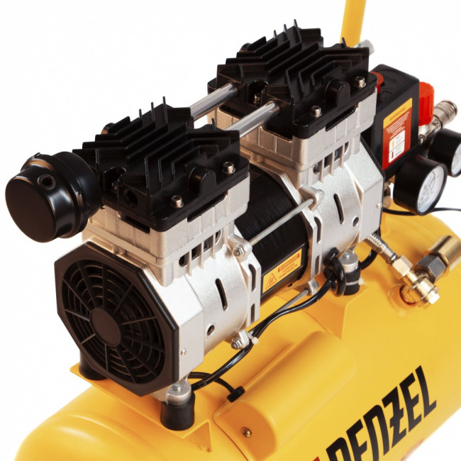 Компрессор DLS950/24 безмаслянный малошумный 950 Вт, 165 л/мин, ресивер 24 л Denzel Компрессор DLS950/24 безмаслянный малошумный 950 Вт, 165 л/мин, ресивер 24 л Denzel