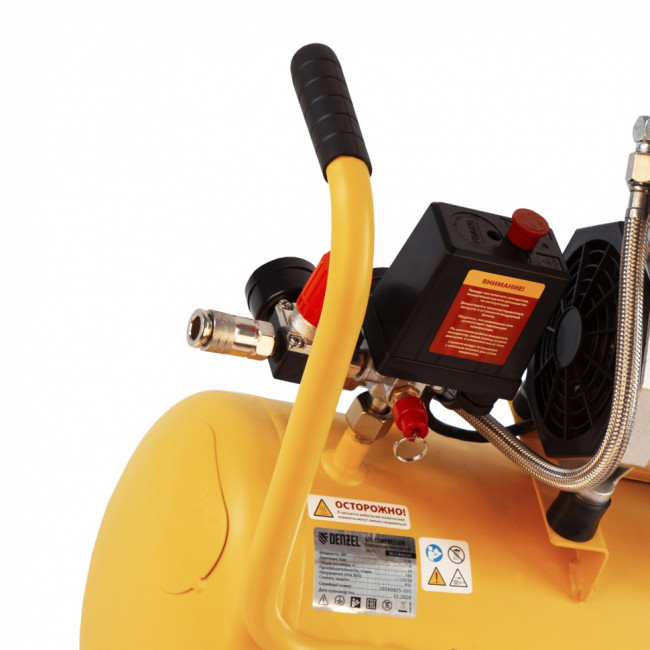 Компрессор DLS950/24 безмаслянный малошумный 950 Вт, 165 л/мин, ресивер 24 л Denzel Компрессор DLS950/24 безмаслянный малошумный 950 Вт, 165 л/мин, ресивер 24 л Denzel