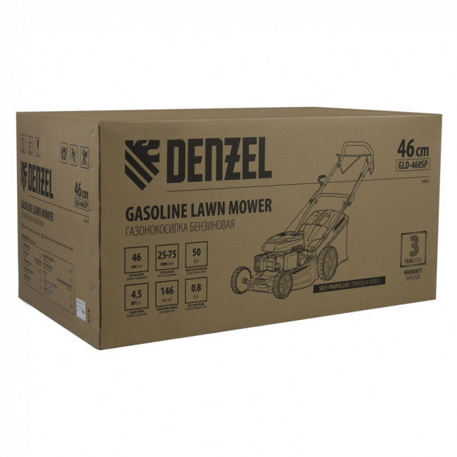 Газонокосилка бензиновая GLD-460SP, 146 куб.см, ширина 46 см, привод 7 уровней, травосборник 50 л Denzel Газонокосилка бензиновая GLD-460SP, 146 куб.см, ширина 46 см, привод 7 уровней, травосборник 50 л Denzel