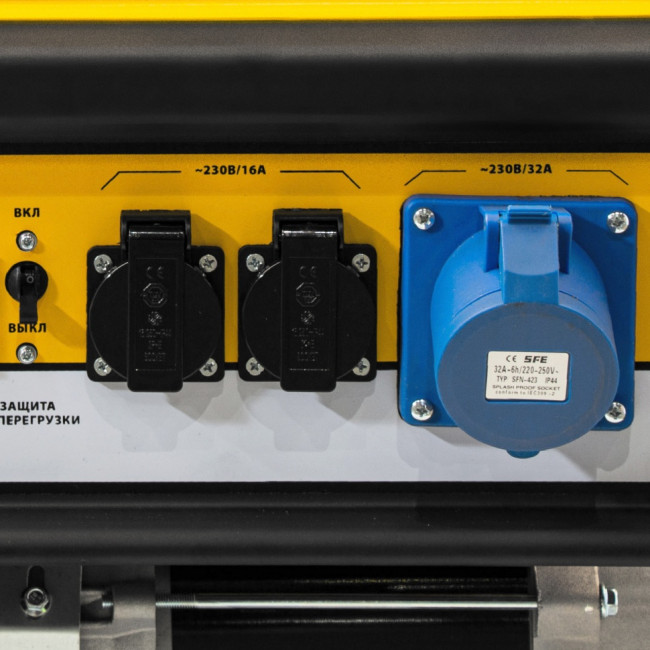 Генератор бензиновый GE 7900, 6.5 кВт, 220 В/50 Гц, 25 л, ручной пуск Denzel