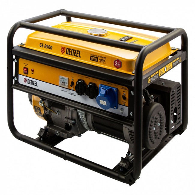 Генератор бензиновый GE 8900, 8.5 кВт, 220 В/50 Гц, 25 л, ручной старт Denzel Генератор бензиновый GE 8900, 8.5 кВт, 220 В/50 Гц, 25 л, ручной старт Denzel