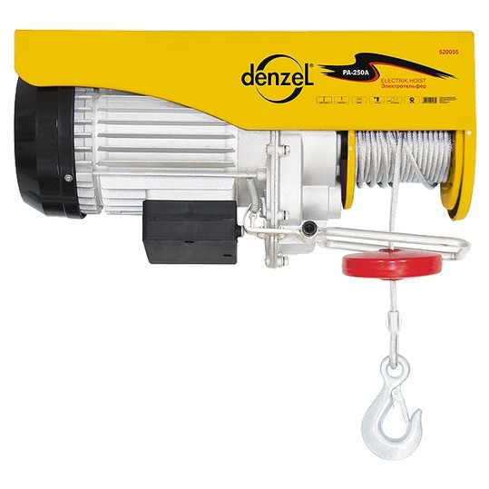 Тельфер электрический, 0.5/1 т, 1600 Вт, высота 6/12 м Denzel Тельфер электрический, 0.5/1 т, 1600 Вт, высота 6/12 м Denzel