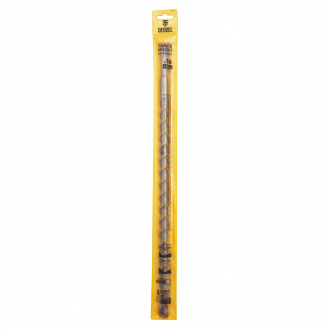 Бур по бетону, двойная спираль, три пылеотводящие кромки, 16 x 460 мм DENZEL ( 705040 )