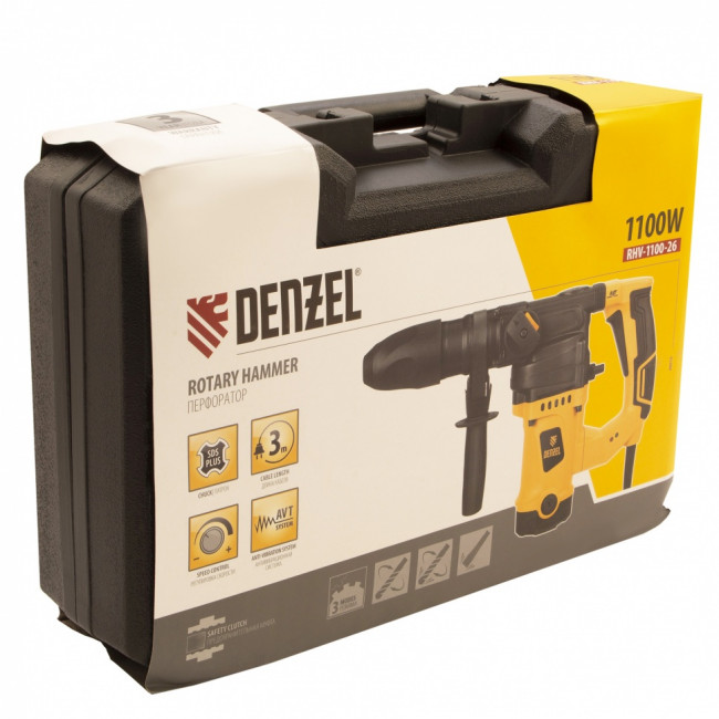 Перфоратор электрический RHV-1100-26, SDS-plus, 1100 Вт, 4 Дж, 3 режима Denzel Перфоратор электрический RHV-1100-26, SDS-plus, 1100 Вт, 4 Дж, 3 режима Denzel