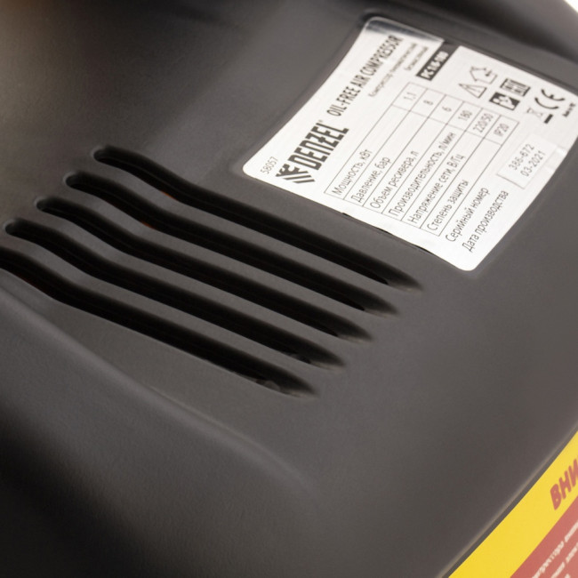 Компрессор воздушный безмасляный РС 1/6-180,1, 1 кВт, 180 л/мин, 6 л Denzel Компрессор воздушный безмасляный РС 1/6-180,1, 1 кВт, 180 л/мин, 6 л Denzel