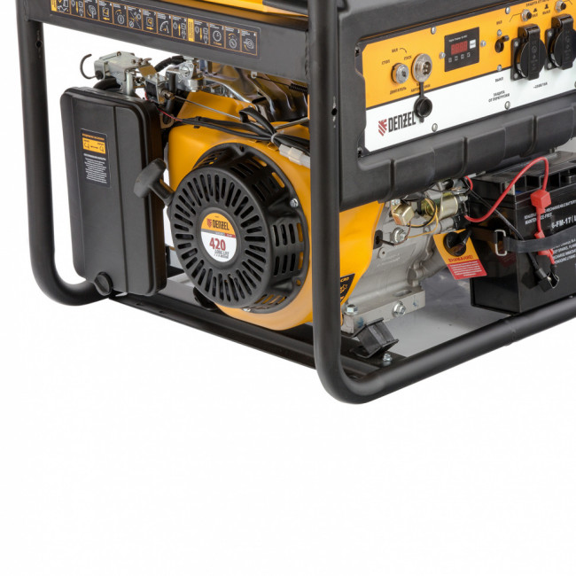 Генератор бензиновый PS 70 EA, 7.0 кВт, 230 В, 25 л, коннектор автоматики, электростартер Denzel Генератор бензиновый PS 70 EA, 7.0 кВт, 230 В, 25 л, коннектор автоматики, электростартер Denzel