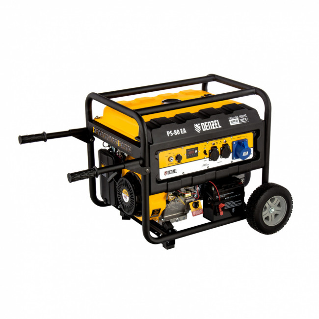 Генератор бензиновый PS 80 EA, 8.0 кВт, 230 В, 25 л, коннектор автоматики, электростартер Denzel Генератор бензиновый PS 80 EA, 8.0 кВт, 230 В, 25 л, коннектор автоматики, электростартер Denzel