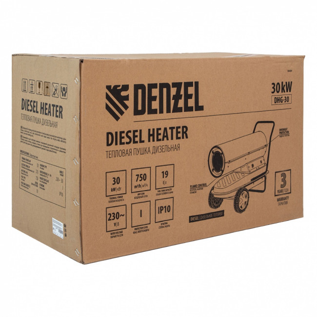 Дизельная тепловая пушка DHG-30, 30 кВт, 750 м3/ч, прямой нагрев Denzel ( 96484 )