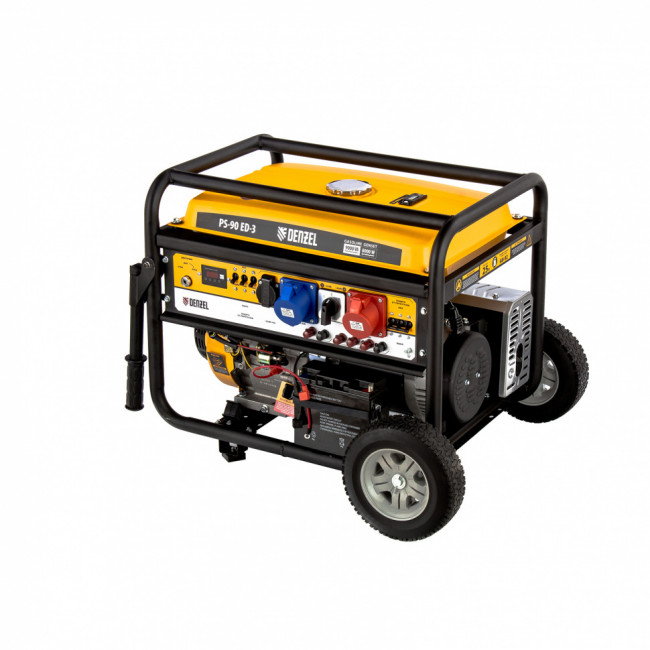 Генератор бензиновый PS 90 ED-3, 9.0 кВт, переключение режима 230 В/400 В, 25 л, электростартер Denzel Генератор бензиновый PS 90 ED-3, 9.0 кВт, переключение режима 230 В/400 В, 25 л, электростартер Denzel
