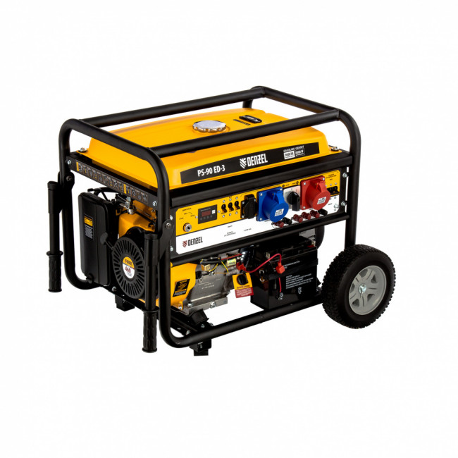 Генератор бензиновый PS 90 ED-3, 9.0 кВт, переключение режима 230 В/400 В, 25 л, электростартер Denzel Генератор бензиновый PS 90 ED-3, 9.0 кВт, переключение режима 230 В/400 В, 25 л, электростартер Denzel