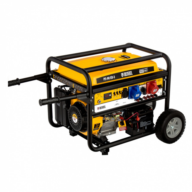 Генератор бензиновый PS 90 ED-3, 9.0 кВт, переключение режима 230 В/400 В, 25 л, электростартер Denzel Генератор бензиновый PS 90 ED-3, 9.0 кВт, переключение режима 230 В/400 В, 25 л, электростартер Denzel