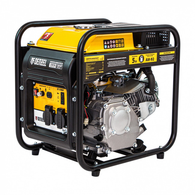 Генератор инверторный GT-3500iF, 3.5 кВт, 230 В, бак 5 л, открытый корпус, ручной старт Denzel ( 94705 ) Генератор инверторный GT-3500iF, 3.5 кВт, 230 В, бак 5 л, открытый корпус, ручной старт Denzel ( 94705 )
