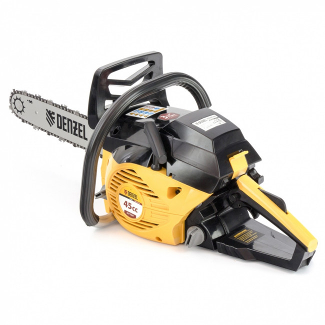 Пила цепная бензиновая DGS-4516, шина 40 см, 45 см3, 3 л.с, шаг 3/8, паз 1.3 мм, 57 звеньев Denzel