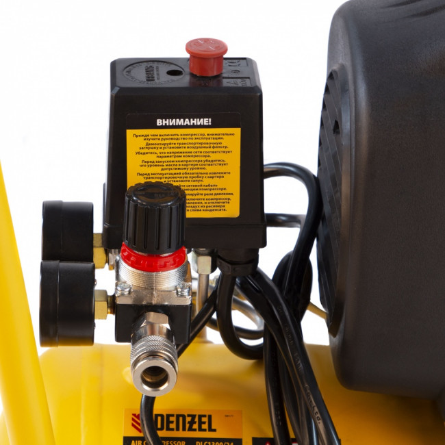 Компрессор воздушный DLC1300/24 безмасляный 1.3 кВт, 24 литра, 206 л/мин Denzel ( 58171 ) Компрессор воздушный DLC1300/24 безмасляный 1.3 кВт, 24 литра, 206 л/мин Denzel ( 58171 )