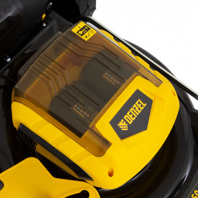 Газонокосилка аккумуляторная бесщеточная RLM450-36, Li-ion, 36 В, 4 Ач, 450 мм, травосборник 40 л Denzel ( 58910 ) Газонокосилка аккумуляторная бесщеточная RLM450-36, Li-ion, 36 В, 4 Ач, 450 мм, травосборник 40 л Denzel ( 58910 )