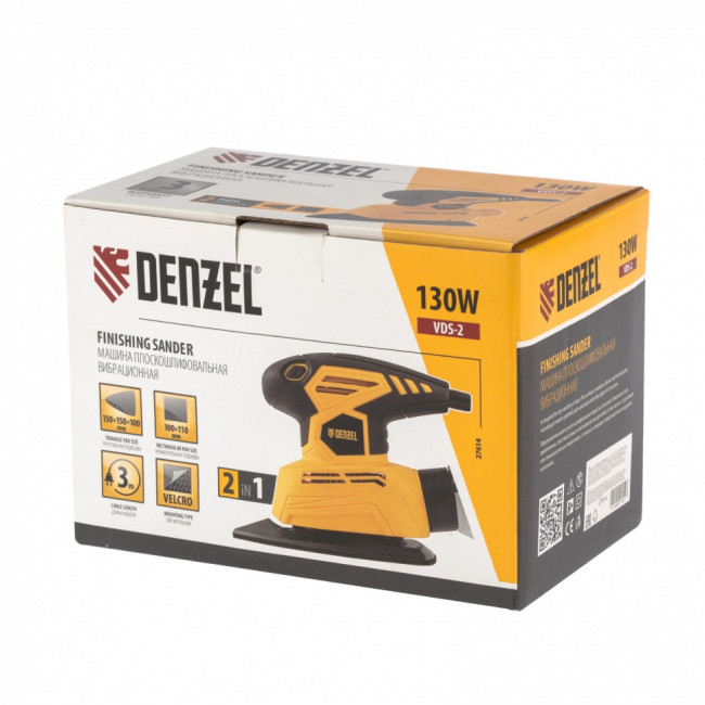 Машина плоскошлифовальная вибрационная 2 в 1 VDS-2, 130 Вт, 14000 об/мин Denzel Машина плоскошлифовальная вибрационная 2 в 1 VDS-2, 130 Вт, 14000 об/мин Denzel