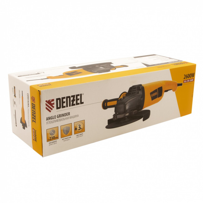 Машина шлифовальная угловая AG230-2600, 2600 Вт, 230 мм, 6000 об/мин Denzel