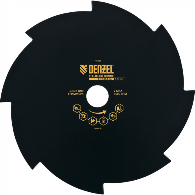 Диск для триммера, 230 х 25.4 мм, толщина 1.6 мм, 8 лезвий Denzel Диск для триммера, 230 х 25.4 мм, толщина 1.6 мм, 8 лезвий Denzel
