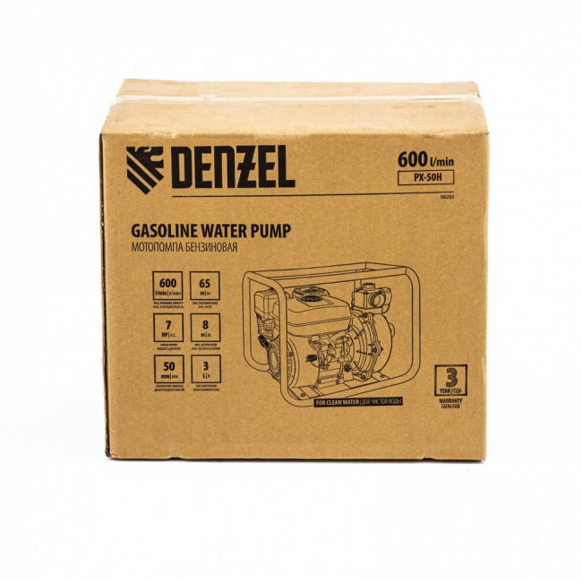 Мотопомпа бензиновая высоконапорная PX-50H, 7 л.с, 2", 600 л/мин, глубина 8 м, напор 65 м Denzel ( 99203 ) Мотопомпа бензиновая высоконапорная PX-50H, 7 л.с, 2", 600 л/мин, глубина 8 м, напор 65 м Denzel ( 99203 )