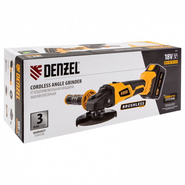 Машина углошлифовальная аккумуляторная BLG-IB-18-125, бесщеточная BLG-IB-18-125, Li-ion, 18 В Denzel ( 27003 ) Машина углошлифовальная аккумуляторная BLG-IB-18-125, бесщеточная BLG-IB-18-125, Li-ion, 18 В Denzel ( 27003 )