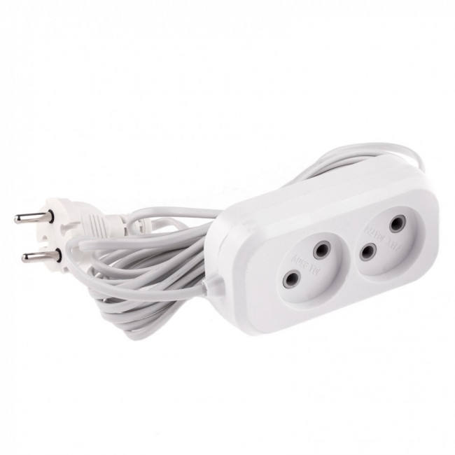 Удлинитель бытовой, без заземления, 5 м, 2 розетки, 6 А, серия УХ6 Denzel Удлинитель бытовой, без заземления, 5 м, 2 розетки, 6 А, серия УХ6 Denzel