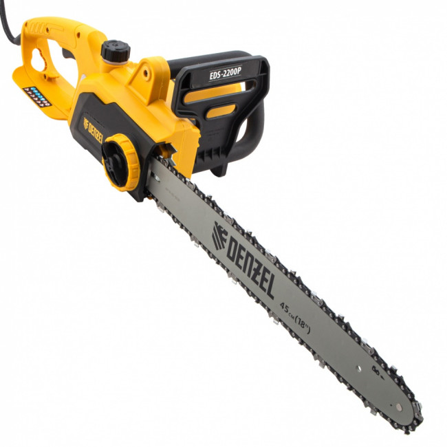 Пила цепная электрическая EDS-2200P, 2.2 кВт,поперечная, шина 45 см, шаг 3/8, паз 1.3 мм, 63 звена Denzel ( 95617 )