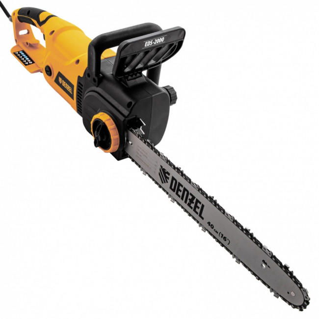 Пила цепная электрическая EDS-2000, 2 кВт,продольная, шина 40 см, шаг 3/8, паз 1.3 мм, 56 звеньев Denzel ( 95618 )