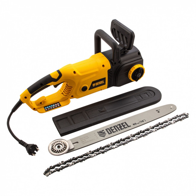 Пила цепная электрическая EDS-2000, 2 кВт,продольная, шина 40 см, шаг 3/8, паз 1.3 мм, 56 звеньев Denzel ( 95618 )