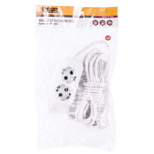 Удлинитель бытовой, серия УХз-10-205, с заземлением, 5 м, 2 розетки, 10 А Denzel Удлинитель бытовой, серия УХз-10-205, с заземлением, 5 м, 2 розетки, 10 А Denzel