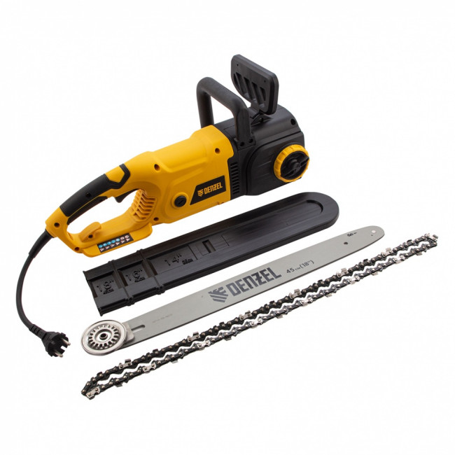 Пила цепная электрическая EDS-2200, 2.2 кВт,продольная, шина 45 см, шаг 3/8, паз 1.3 мм, 62 звена Denzel ( 95619 )