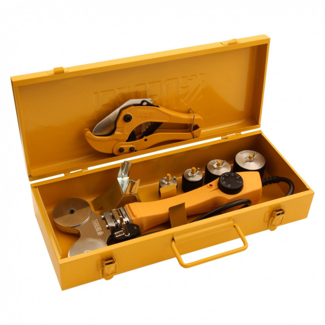 Аппарат для сварки пластиковых труб DWP-750, 750 Вт, 0-300 град, 4 насадки, 20-40 мм Denzel Аппарат для сварки пластиковых труб DWP-750, 750 Вт, 0-300 град, 4 насадки, 20-40 мм Denzel