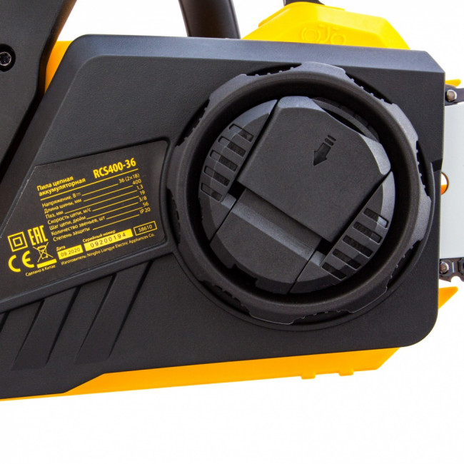 Цепная пила аккумуляторная бесщеточная RCS400-36, Li-ion, 36 В, 4 Ач, шина 400 мм Denzel ( 58610 )