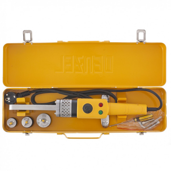 Аппарат для сварки пластиковых труб DWP-800, Х-Pro, 800 Вт, 300 град, комплект насадок, 20-32 мм Denzel