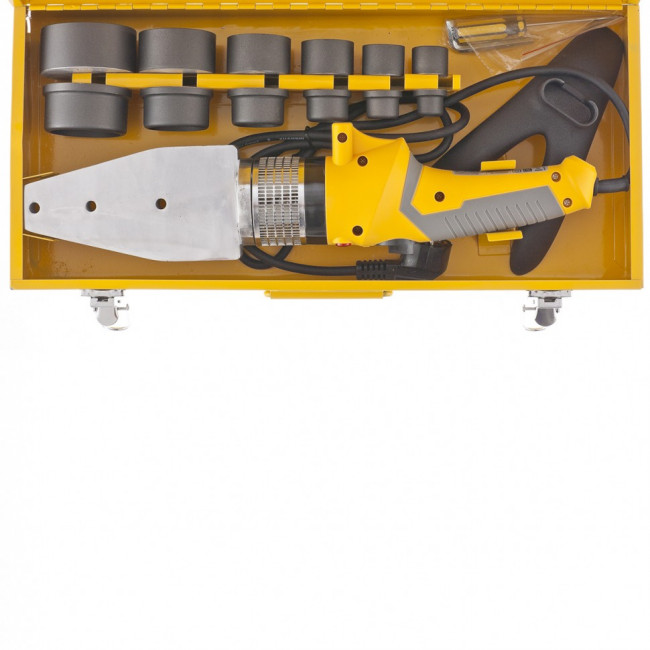 Аппарат для сварки пластиковых труб DWP-2000, Х-Pro, 2000 Вт, 300 град, комплект насадок, 20-63 мм Denzel