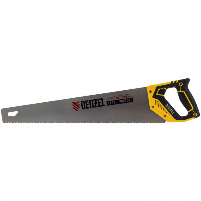 Ножовка по дереву, 500 мм, 11 TPI, зуб 3D, двухкомпонентная рукоятка Denzel ( 24148 )