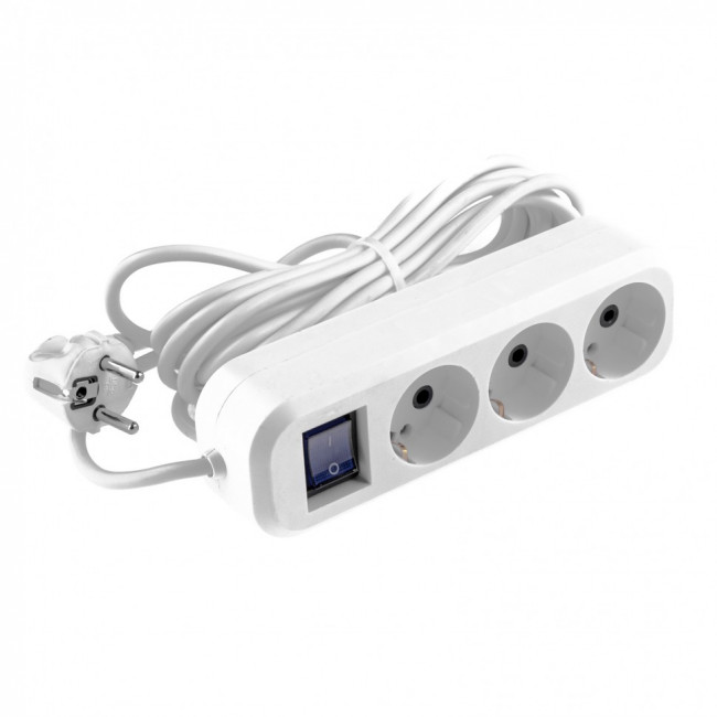 Удлинитель бытовой, с заземлением и выключателем, 5 м, 3 розетки, 10 A, серия УХз10 Denzel Удлинитель бытовой, с заземлением и выключателем, 5 м, 3 розетки, 10 A, серия УХз10 Denzel