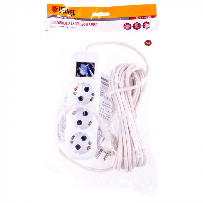 Удлинитель бытовой, с заземлением и выключателем, 5 м, 3 розетки, 10 A, серия УХз10 Denzel Удлинитель бытовой, с заземлением и выключателем, 5 м, 3 розетки, 10 A, серия УХз10 Denzel