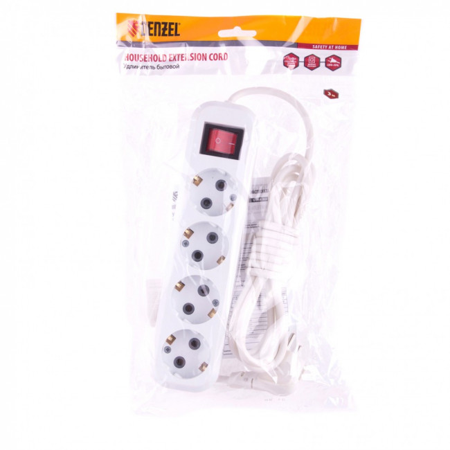 Удлинитель бытовой, с заземлением и выключателем, 3 м, 4 розетки, 10 A, серия УХз10 Denzel, ( 95976 ) Удлинитель бытовой, с заземлением и выключателем, 3 м, 4 розетки, 10 A, серия УХз10 Denzel, ( 95976 )