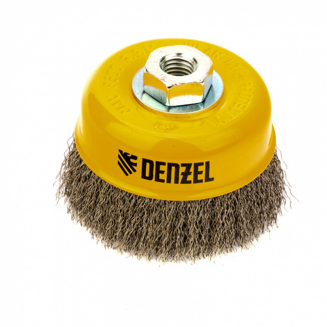 Щетка для УШМ, 100 мм, "Чашка", витая нержавеющая проволока 0.3 мм, М14 Denzel Щетка для УШМ, 100 мм, "Чашка", витая нержавеющая проволока 0.3 мм, М14 Denzel