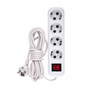 Удлинитель бытовой, с заземлением и выключателем, 5 м, 4 розетки, 10 A, серия УХз10 Denzel, ( 95978 )