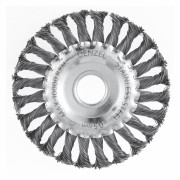 Щетка для УШМ, 125 мм, &quot;Плоская&quot;, крученая нержавеющая проволока 0.5 мм, посадка 22.2 мм Denzel