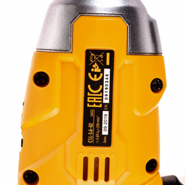 Отвертка аккумуляторная CSL-3.6-02, Li-Ion, 3.6 В, 1.3 А*ч, в блистере Denzel Отвертка аккумуляторная CSL-3.6-02, Li-Ion, 3.6 В, 1.3 А*ч, в блистере Denzel