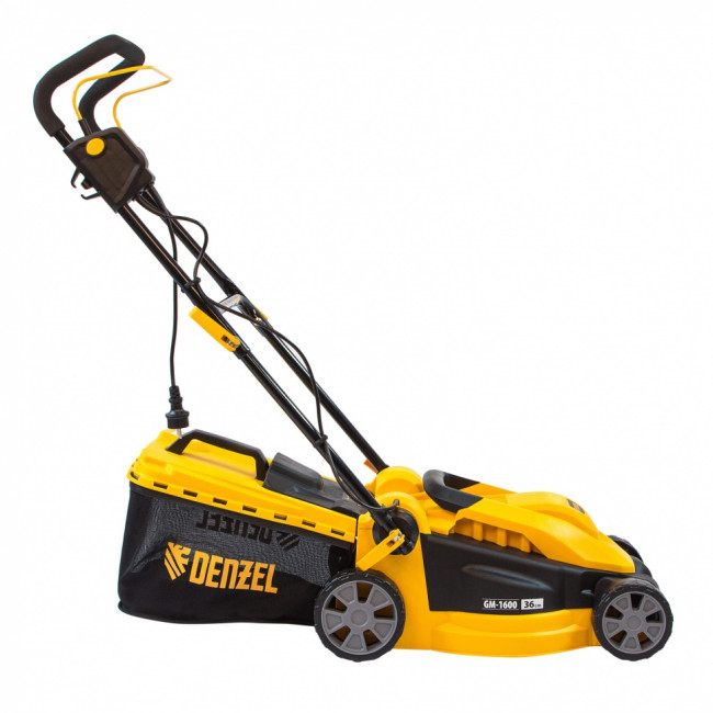 Газонокосилка электрическая GM-1600, 1600 Вт, ширина 36 см, 3 уровя, травосборник 35 л. Denzel Газонокосилка электрическая GM-1600, 1600 Вт, ширина 36 см, 3 уровя, травосборник 35 л. Denzel
