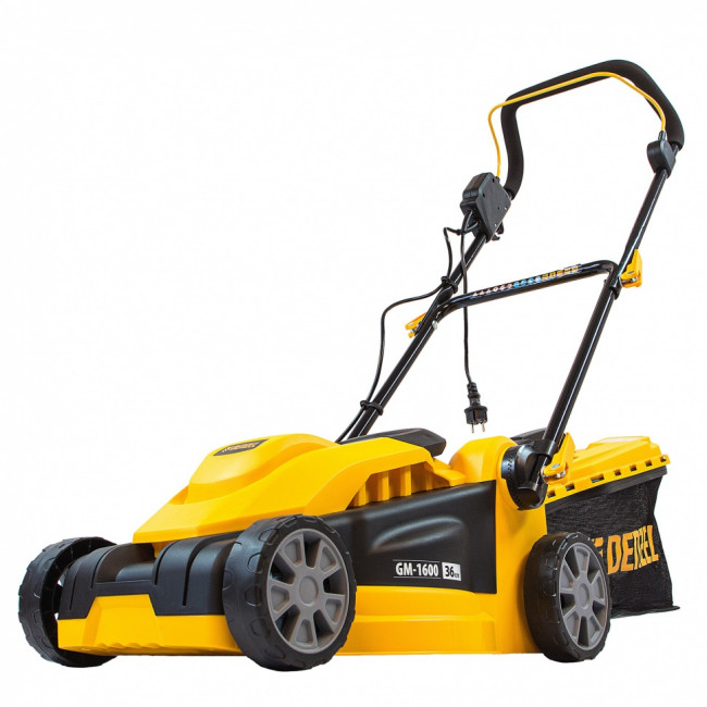 Газонокосилка электрическая GM-1600, 1600 Вт, ширина 36 см, 3 уровя, травосборник 35 л. Denzel Газонокосилка электрическая GM-1600, 1600 Вт, ширина 36 см, 3 уровя, травосборник 35 л. Denzel